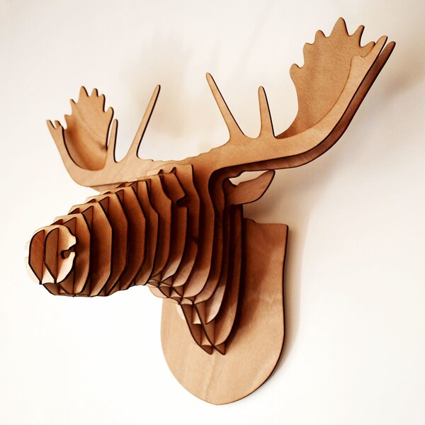 Tête de caribou, élan en bois 58 cm