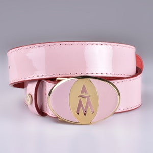 Anna Milan- Pink Patent Leather Belt / A romantic, pink belt made of patent leather for a modern and elegant woman /Exclusive Collection