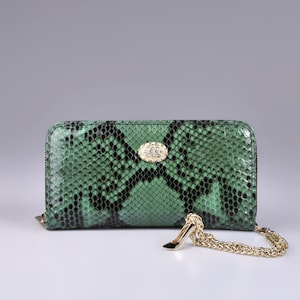 Anna Milan Python Leather Zip Around Wallet, Leather Wallet Coin Woman, Handmade in Spain, Exclusive collection made with premium leather
