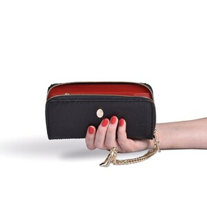 Anna Milan Python woman wallet, Black python wallet, Women's black python wallet, Handmade in Spain, Exclusive collection