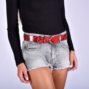 Anna Milan, Red Python Leather Belt, 100% natural python skin, Exclusive Limited Collection, Handmade in Spain