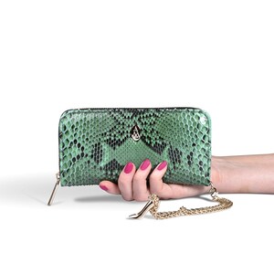 Anna Milan Python Leather Zip Around Wallet, Leather Wallet Coin Woman, Handmade in Spain, Exclusive collection made with premium leather