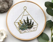 Terrarium with Succulents Embroidery Hoop Art. Aloe Vera. Modern Embroidery. Wall Home Boho Decor. Embroidery Art. Plant Embroidery. Art.