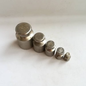 Vintage weight set of 5 weights from the set 1970s antique weight Old vintage steel weight for scale rare balance scale weights
