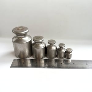 Vintage weight set of 5 weights from the set 1970s antique weight Old vintage steel weight for scale rare balance scale weights