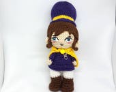 Crochet Doll Hat Kid Amigurumi based on videogame hat in time.  Doll for girls. Children's toy. Gift for children. Complete.