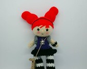 Crochet doll amigurumi. Rocker gothic doll. Doll girls. Toy for girls. Handmade doll. Crochet doll. Decoration.