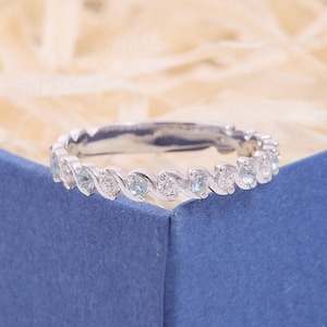Minimalist Wedding Band, Dainty Silver Wedding Band, Topaz Wedding band, Delicate Wedding Band, Twisted Wedding Band, Simple Wedding Band
