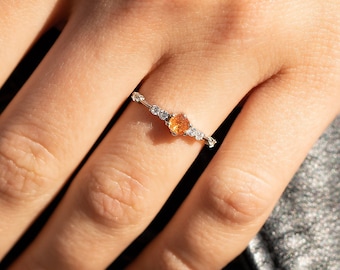 Unique sunstone silver promise ring for her, Dainty women sunstone engagement ring, Gemstone ring, Anniversary ring gift for  her