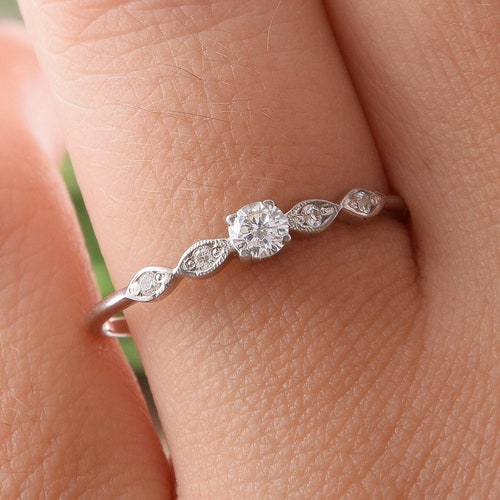 Minimalist Sterling Silver Promise Ring for Her Delicate - Etsy
