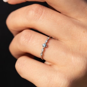 Dainty alexandrite engagement ring, Minimalist alexandrite promise ring for her, Gift for girlfriend, Alexandrite anniversary ring gift