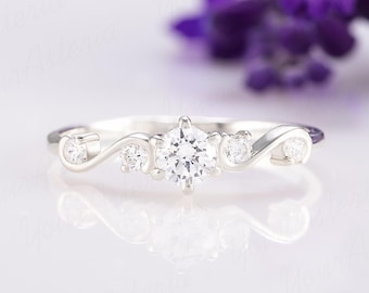 Dainty victorian 925 silver cubic zirconia promise ring for her, Women minimalist delicate cz engagement ring, Cz wedding bridal ring silver
