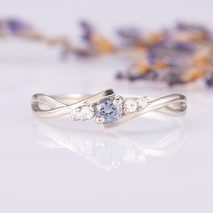 Dainty minimalist alexandrite promise ring for her, Celtic style alexandrite engagement ring silver, Alexandrite anniversary ring gift