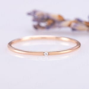 Gold womens simple stacking wedding band, Small thin minimalist wedding band women, Dainty stackable ring, Personalized wedding band for her