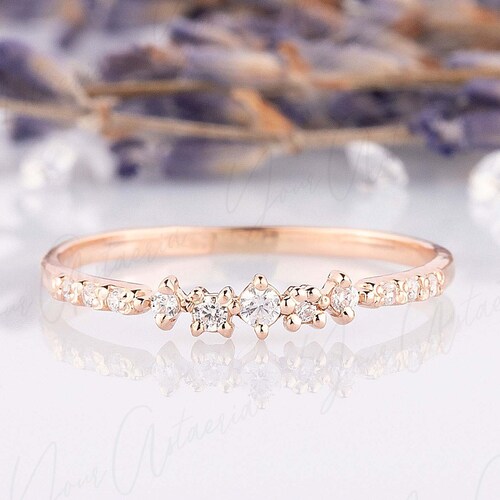 14k Solid Rose Gold Simple & Dainty Promise Ring for Her Etsy