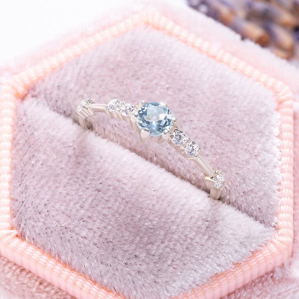 Blue topaz ring, Topaz ring, Topaz engagement ring, Topaz promise ring, Unique sterling silver womens topaz ring, Anniversary gift for her