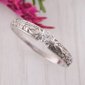 Unique Womens Promise Ring, Silver Promise Ring for Her, Antique Silver Ring, Art Deco Silver Ring, Filigree Ring, Victorian Silver Ring