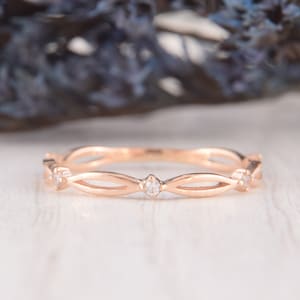 Rose Gold Womens Wedding Band, Celtic Wedding band, Dainty Wedding Band, Art Deco Wedding Band, Minimalist Ring