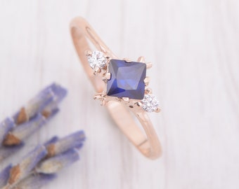 Minimalist Sapphire Promise Ring, Womens Gold Promise Ring, Blue Sapphire Ring, September Birthstone, Sapphire Jewelry, Womens Sapphire Ring