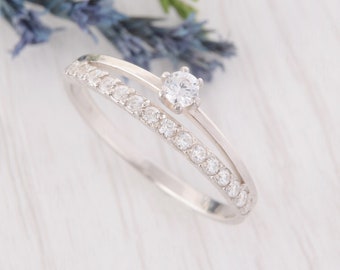 Unique Silver Promise Ring, Womens Promise Ring, Dainty Silver Ring, Small Silver Ring, White Cz Silver Ring, Elegant Ring, Delicate ring