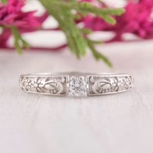 Unique Womens Promise Ring, Silver Promise Ring for Her, Antique Silver Ring, Art Deco Silver Ring, Filigree Ring, Victorian Silver Ring image 1