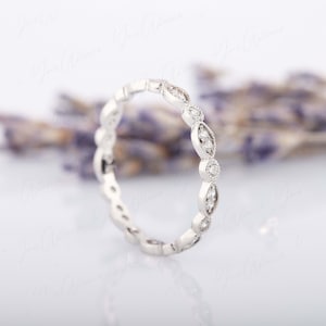 Womens Wedding Band, Full Eternity Wedding Band, Art Deco Wedding Band, Dainty Wedding Band, Minimalist Ring, Unique Wedding Band