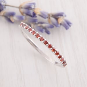 Garnet Wedding Band, Tiny Wedding Band, Delicate Wedding Band, Dainty Wedding Band, Minimalist Wedding Band, Red Stone Ring, Garnet Jewelry
