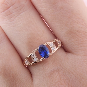 Sapphire ring, Art deco ring, Gold sapphire ring, Antique ring, Victorian ring, Oval cut ring, Anniversary ring, Promise ring gold