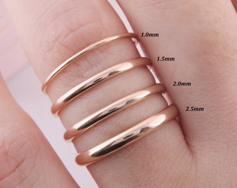 Alianza simple para mujer de oro macizo de 14k, alianza de boda de oro liso delicado, alianza personalizada para ella, alianza delgada minimalista