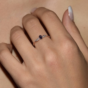 Womens Amethyst Promise Ring, Dainty Promise Ring for Her, Amethyst Gold Ring, Gold Minimalist Ring, Simple Womens Ring, Small Gold Ring