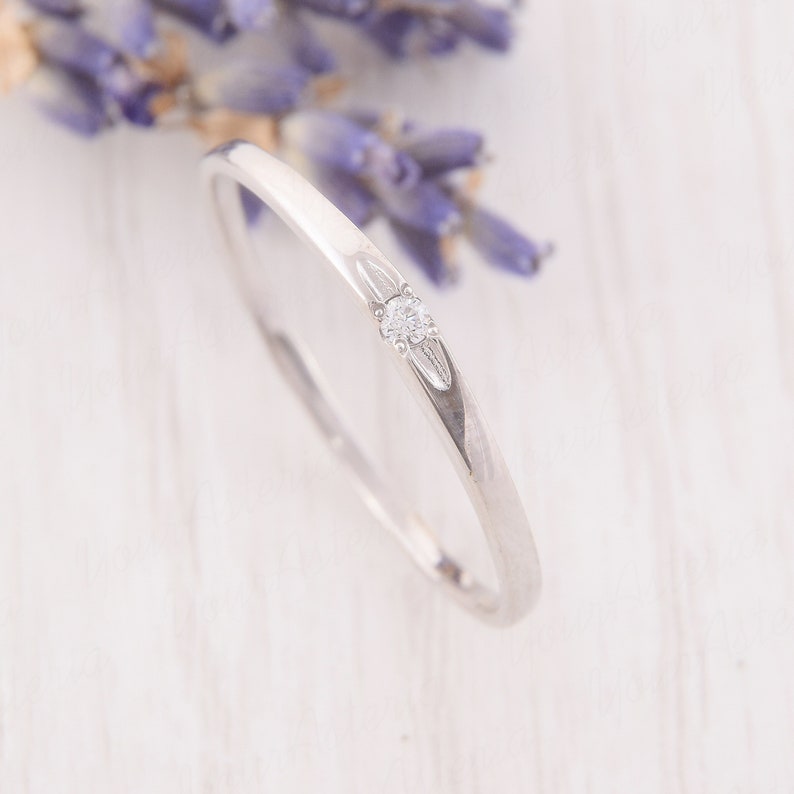Minimalist ring, Solitaire ring, Dainty ring silver, Tiny ring silver, Delicate ring, Thin ring, Small ring, Promise ring silver image 1