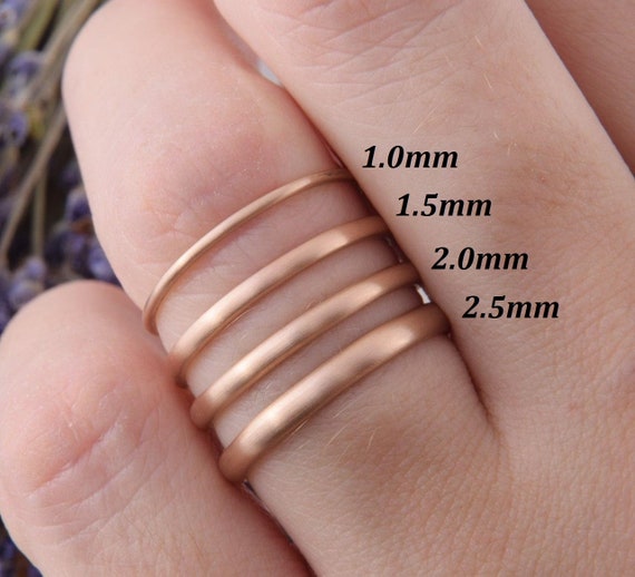 14k Solid Gold Womens Brushed Finish Wedding Band Dainty Simple