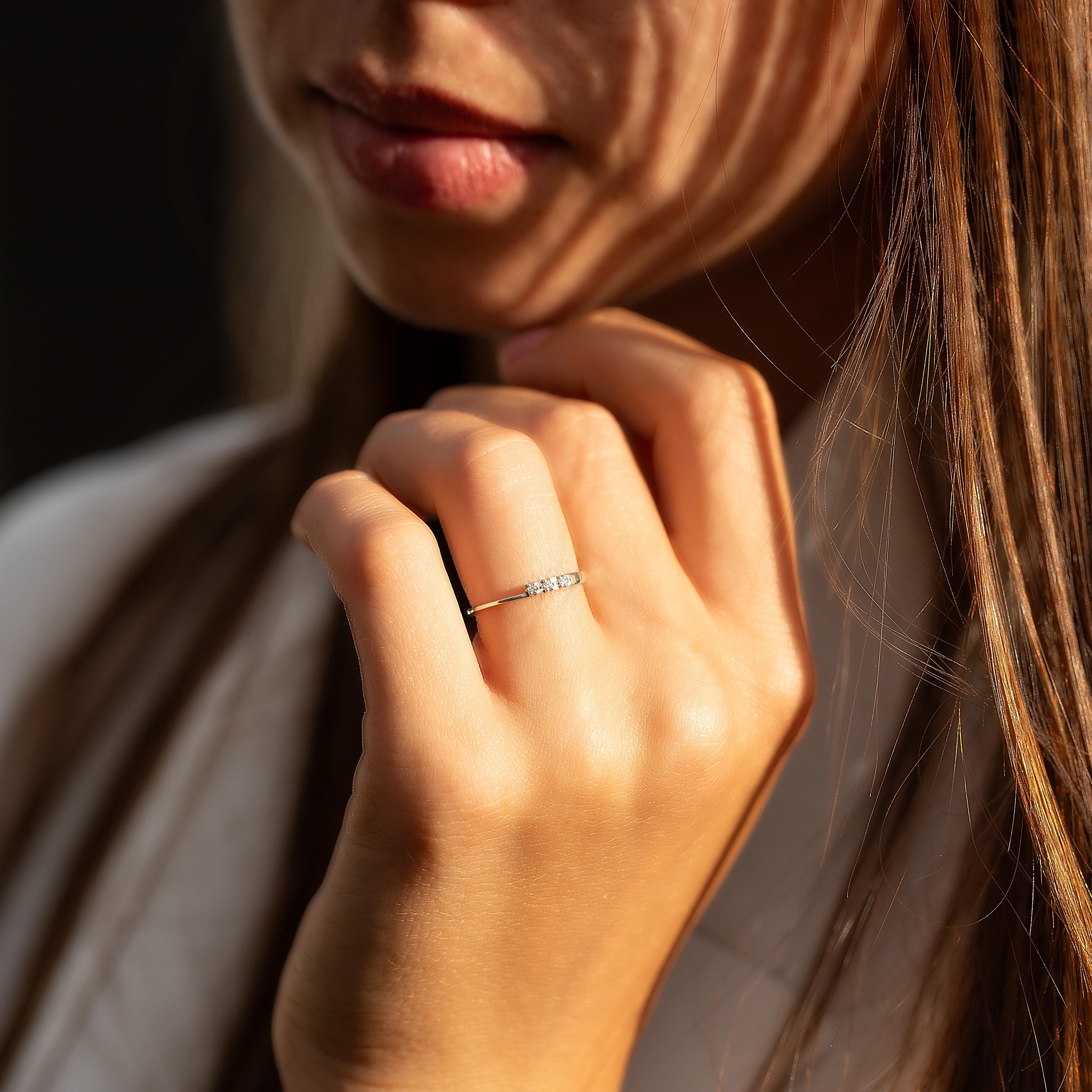 Dainty Tiny Cz Stacking Ring Silver, Minimalist Delicate 925 Sterling ...