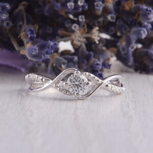 Womens Silver Unique Engagement Ring, Unique Art Deco Silver Ring ...