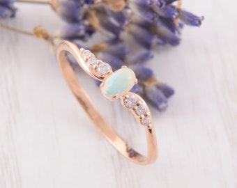 Unieke Womens Opal Engagement Ring, Opal Promise Ring voor haar, Opal Sieraden, Sierlijke Verlovingsring, Womens Gold Promise Ring
