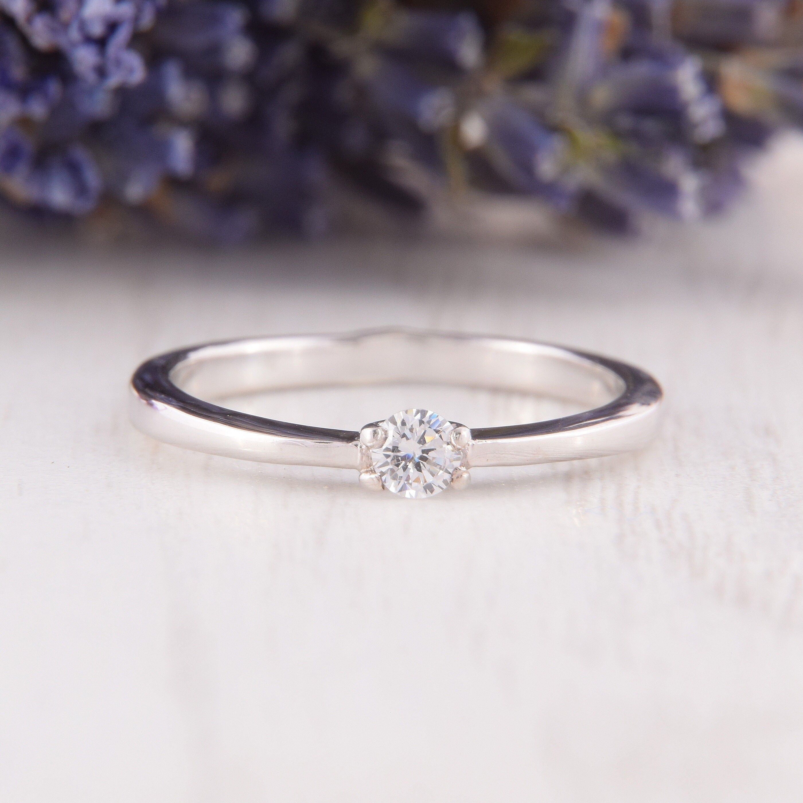 Minimalist Ring, Tiny Ring, Small Ring, Cz Ring Silver, White Stone ...