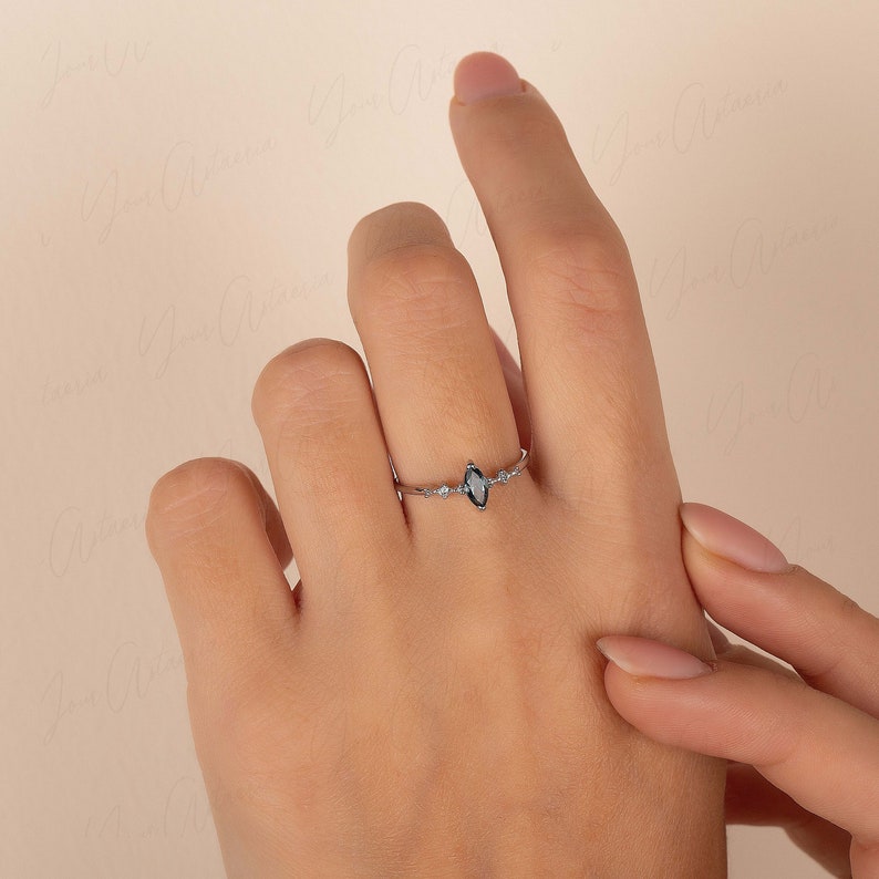 London Blue Topaz Promise Ring Sterling Silver Dainty Etsy