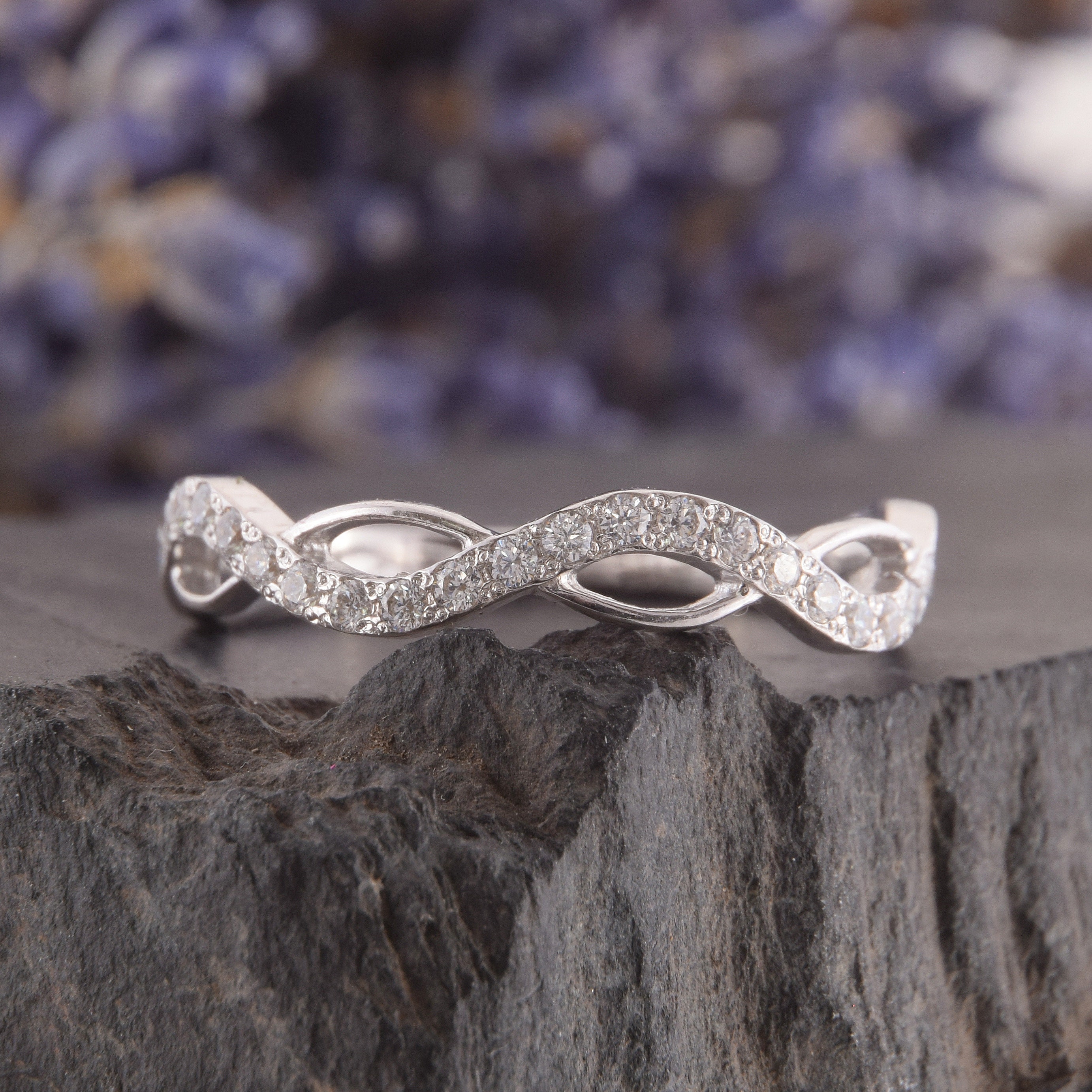 Womens Wedding Band Eternity Silver Wedding Band Dainty Etsy