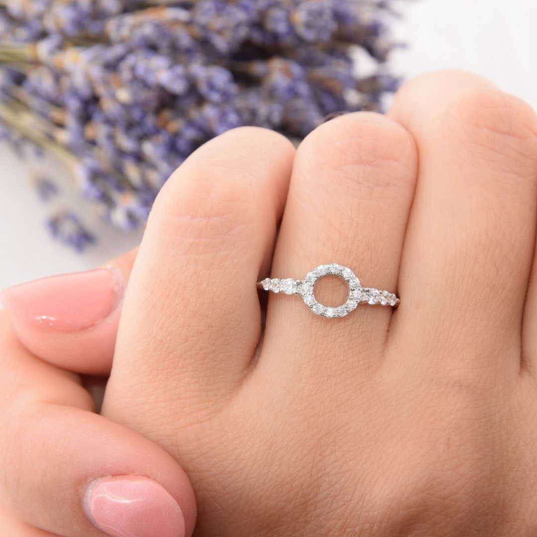 Circle promise ring with engagement ring sale