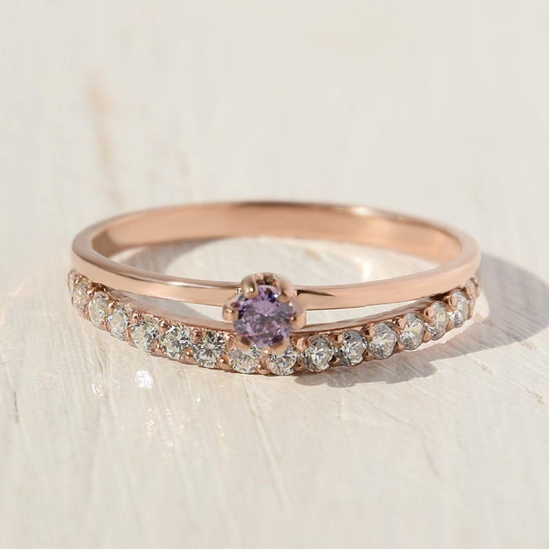 Womens Amethyst Promise Ring Gold Amethyst Ring Gold Promise Etsy