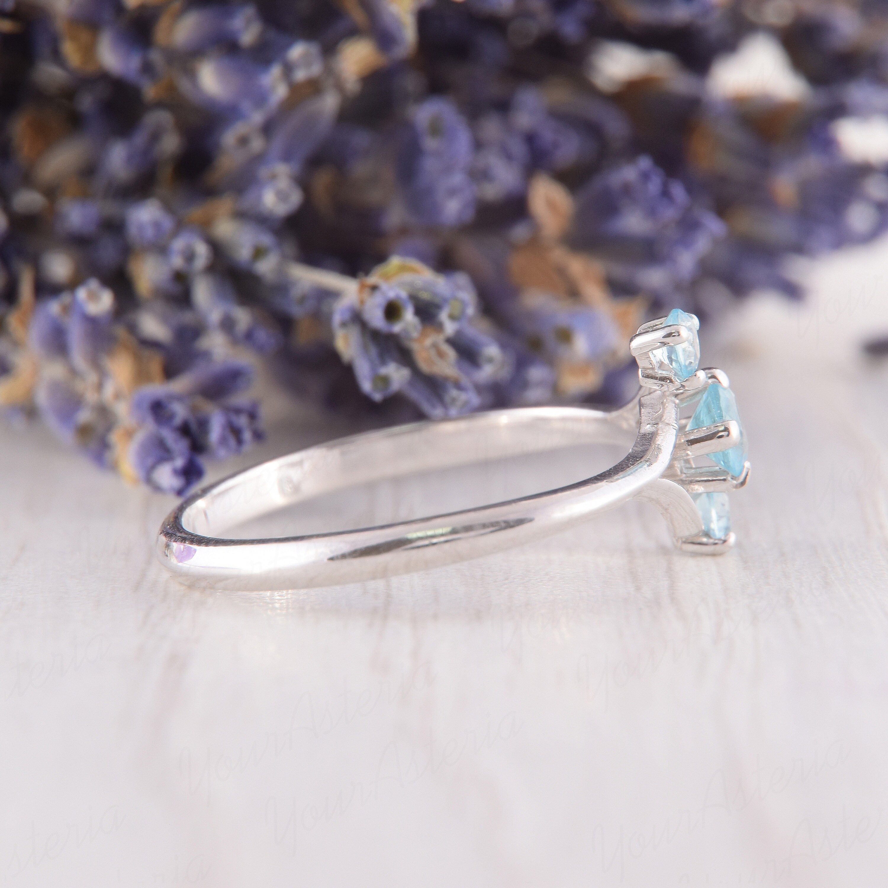 Dainty 925 Sterling Silver Sky Topaz Promise Ring for Her, Minimalist ...