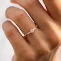 Dainty minimalist 14k gold diamond cz engagement ring, Unique elegant cz promise ring gold, Women classic everyday ring gold gift for her product logo