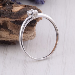 Simple Womens Silver Promise Ring, Dainty Promise Ring, Minimalist Silver Promise Ring, Cz Promise Ring