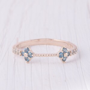 Rose Gold Dainty Wedding Band, Minimalist Wedding Band, Topaz Wedding Band