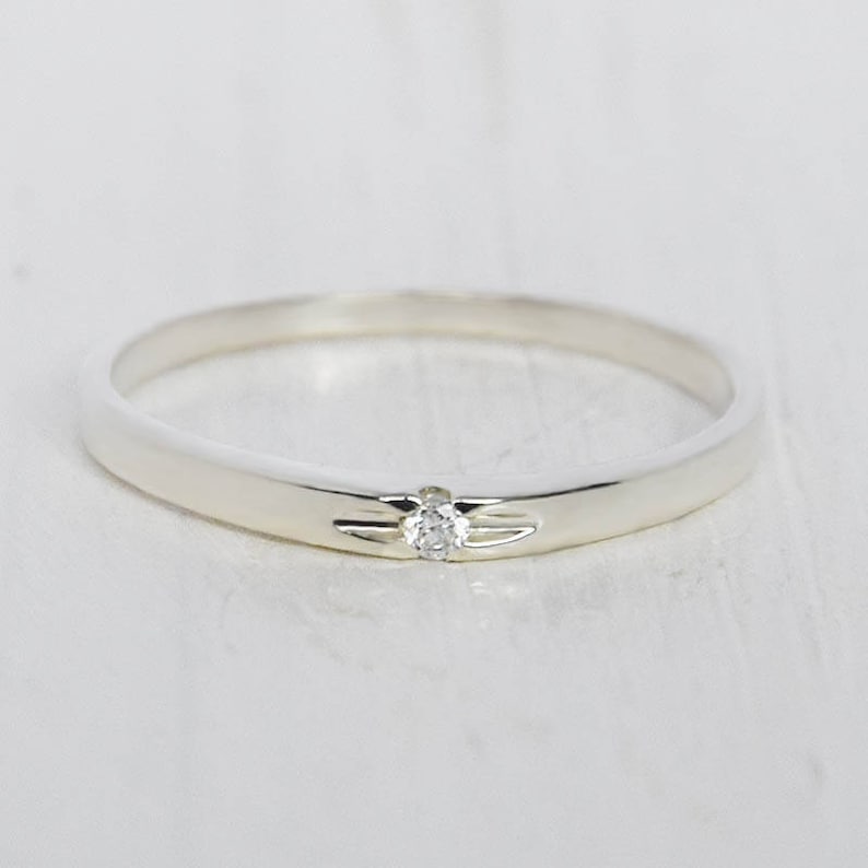Minimalist ring Delicate ring Tiny ring silver Thin ring Promise ring silver Solitaire ring Dainty ring silver Small ring