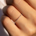 Small delicate 925 sterling silver pave diamond cz wedding band, Minimalist dainty thin half eternity diamond silver stacking wedding ring product logo