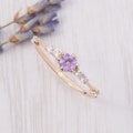 14k solid rose gold dainty & elegant amethyst promise ring for her, Unique small womens amethyst engagement ring, February birthstone product logo