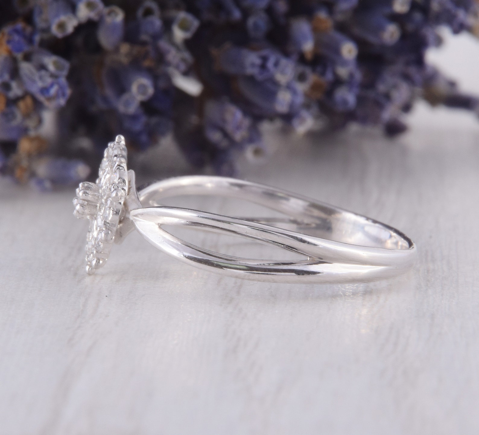 Unique Womens Flower Ring Silver Flower Ring Art Nouveau Etsy