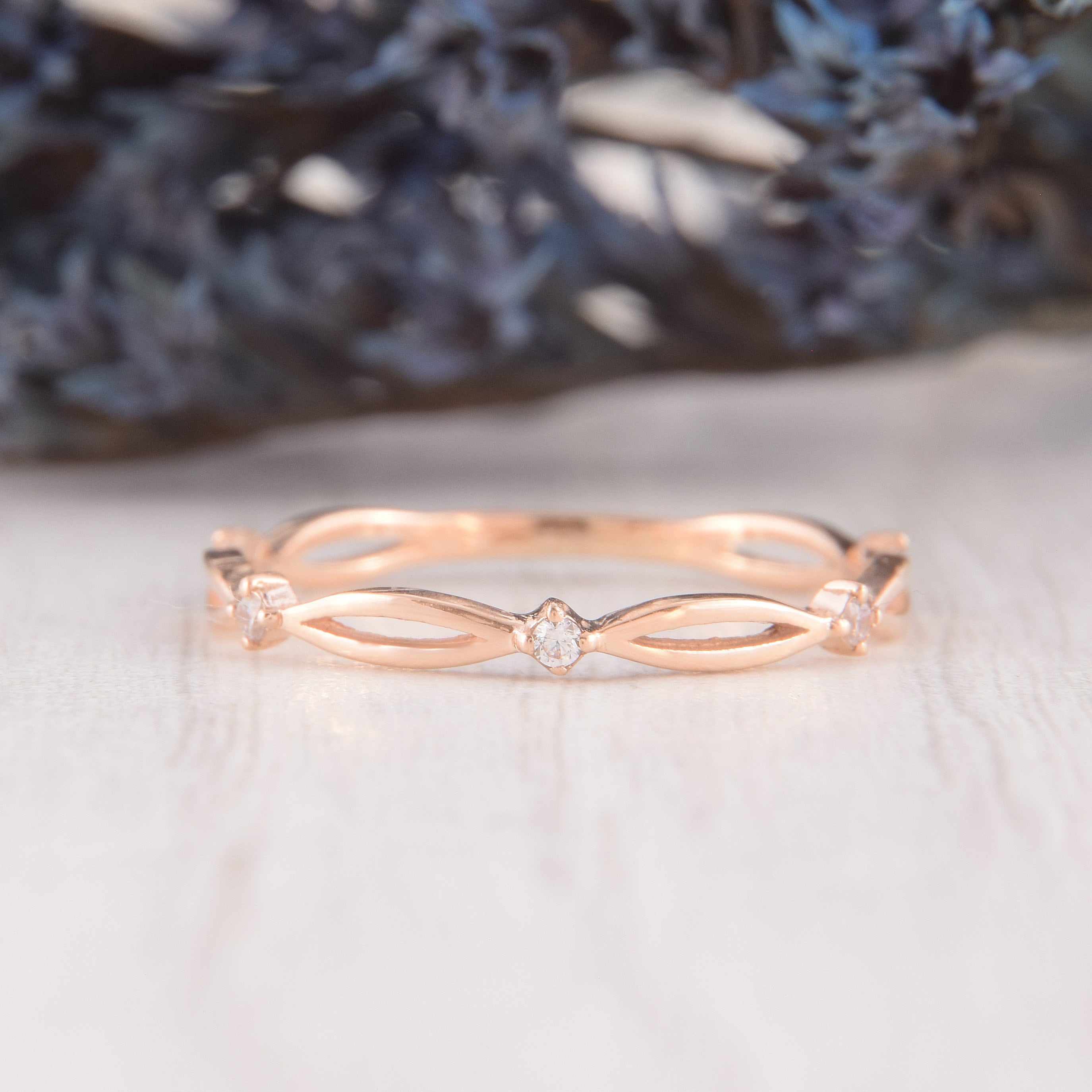 14K Rose Gold Women's Celtic Wedding Band Ring