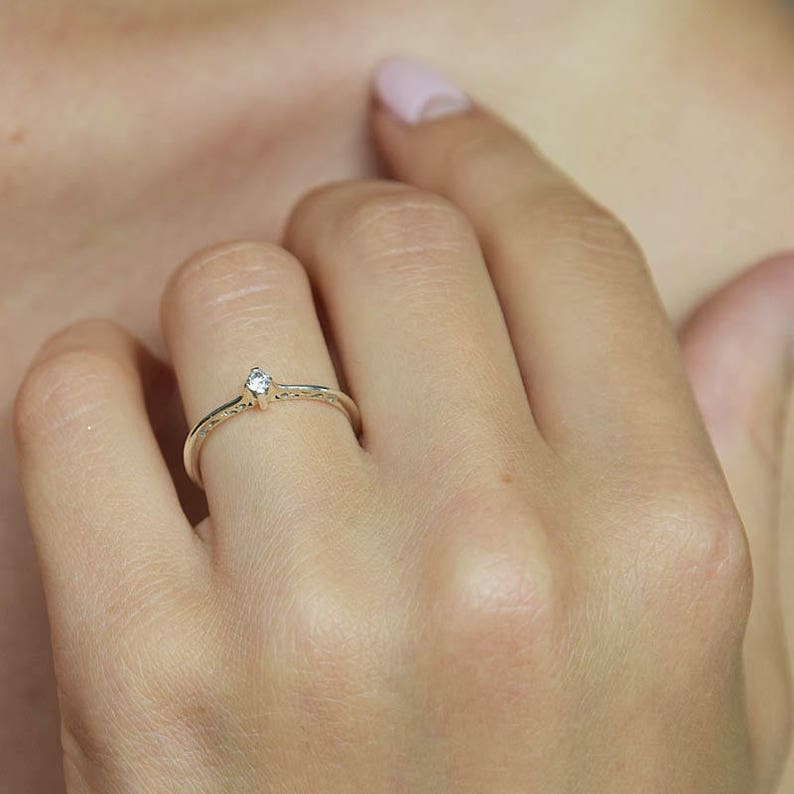 Small Minimalist Womens Promise Ring Womens Dainty Silver Etsy